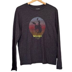 Wrangler Greensboro N.C. Long Sleeve Tee Size L Cowgirl Western Casual Comfort